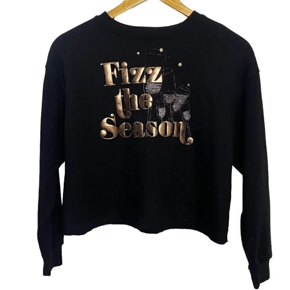 BP Fizz The Season Crewneck Long Sleeve Sweatshirt Black XS